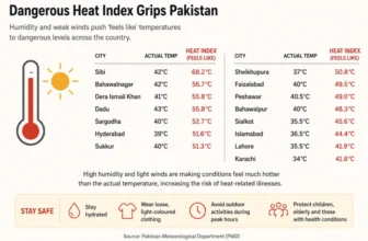 Dangerous heat index grips Pakistan as humidity pushes ‘feels like’ temperatures above 68°C