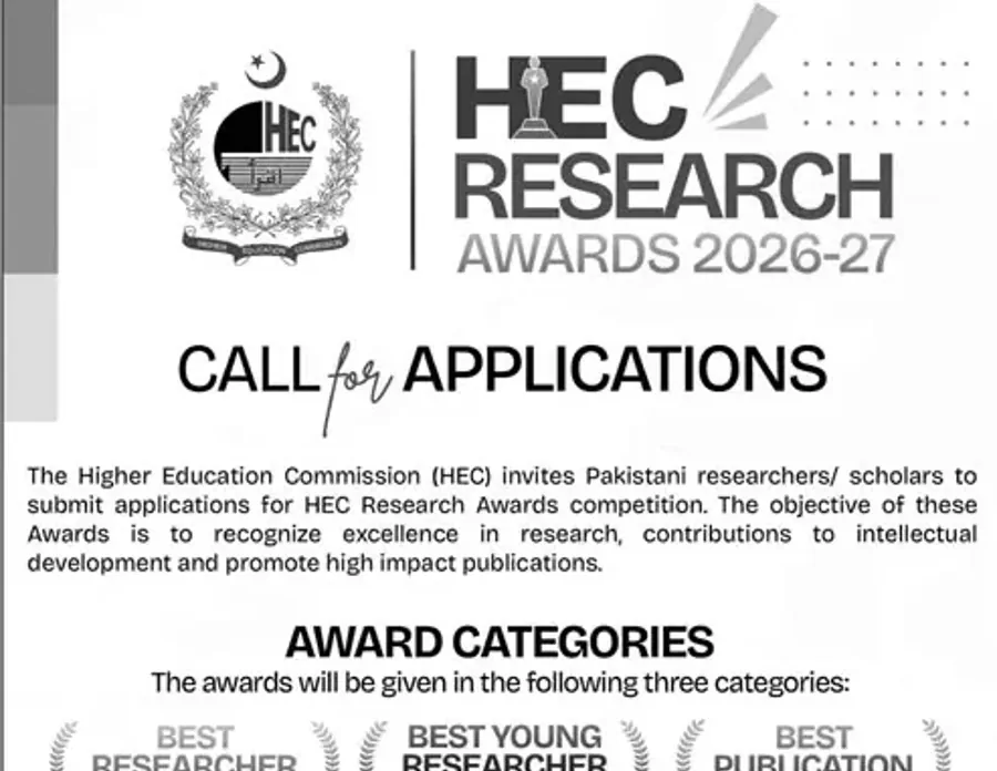 HEC Research Awards 2026-27: HEC Invites Applications From Researchers and Scholars Till October 31